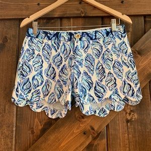 LILLY PULITZER Buttercup Stretch Shorts Blue Sea Shell Sz 0